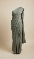 Slate olive crepe saree