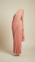 Blush coral georgette saree