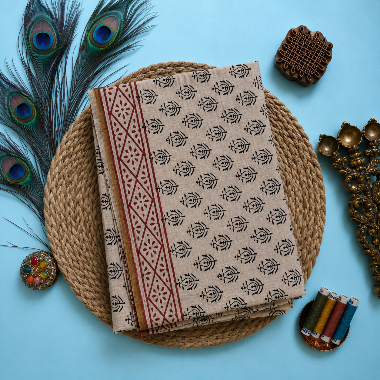 Premium Mul Cotton Hand Block Bagru Print